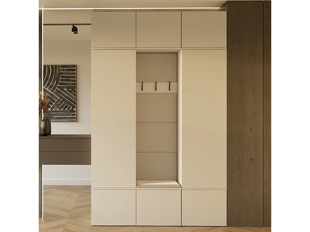 Mobile ingresso moderno 150x238 con guardaroba beige cashmere MIT11