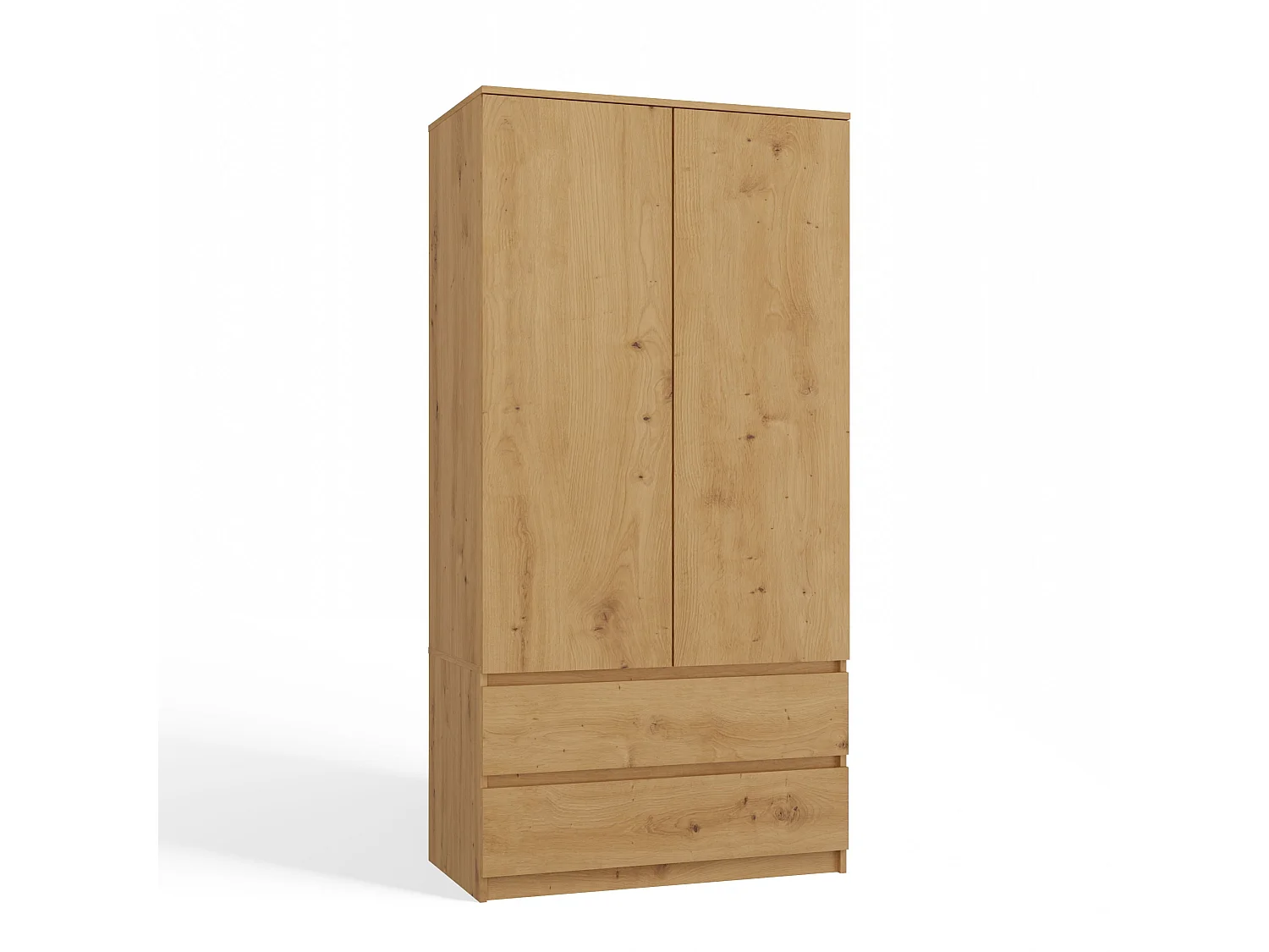 Armadio a 2 ante 90x180 cm con cassetti rovere AT10