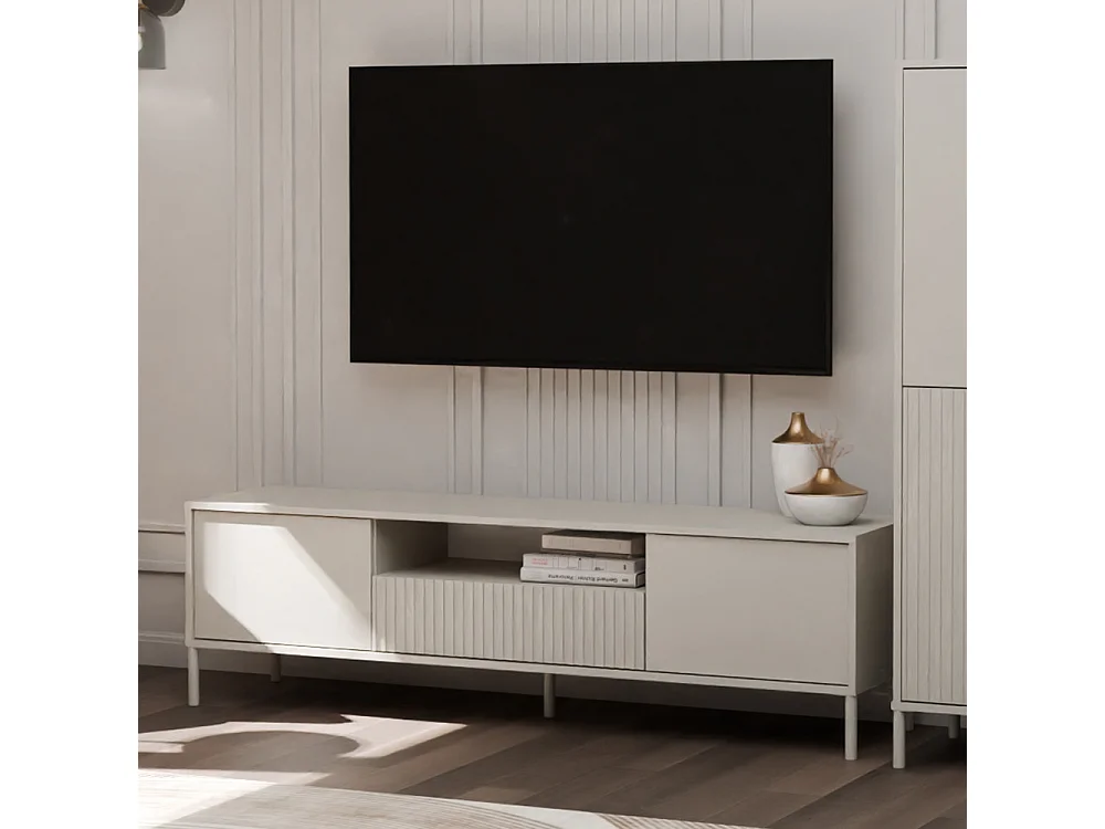 Mobile tv minimal 164 cm con ante e cassetto cashmere PTVT4