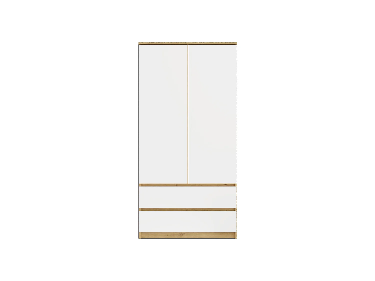 Armadio a 2 ante 90x180 cm con cassetti bianco/rovere AT10
