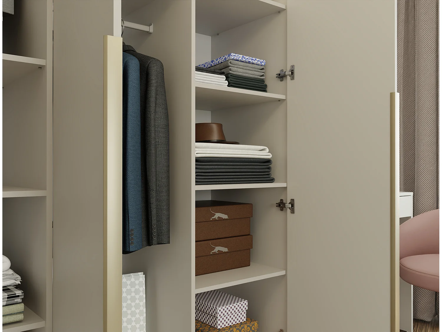 Armadio 3 ante 150x200 cm elegante beige AT17