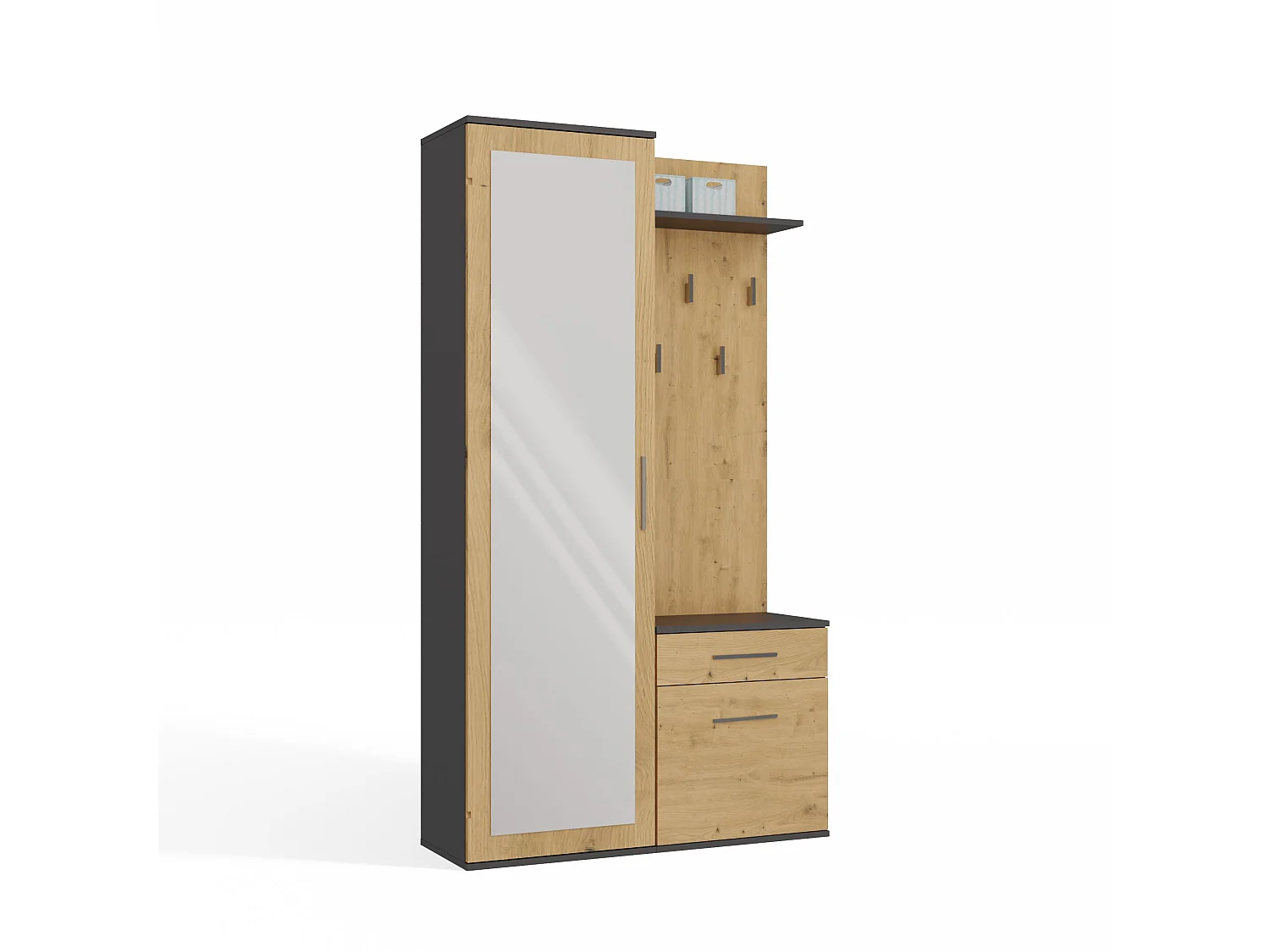Mobile ingresso con specchio rovere e antracite MIT3