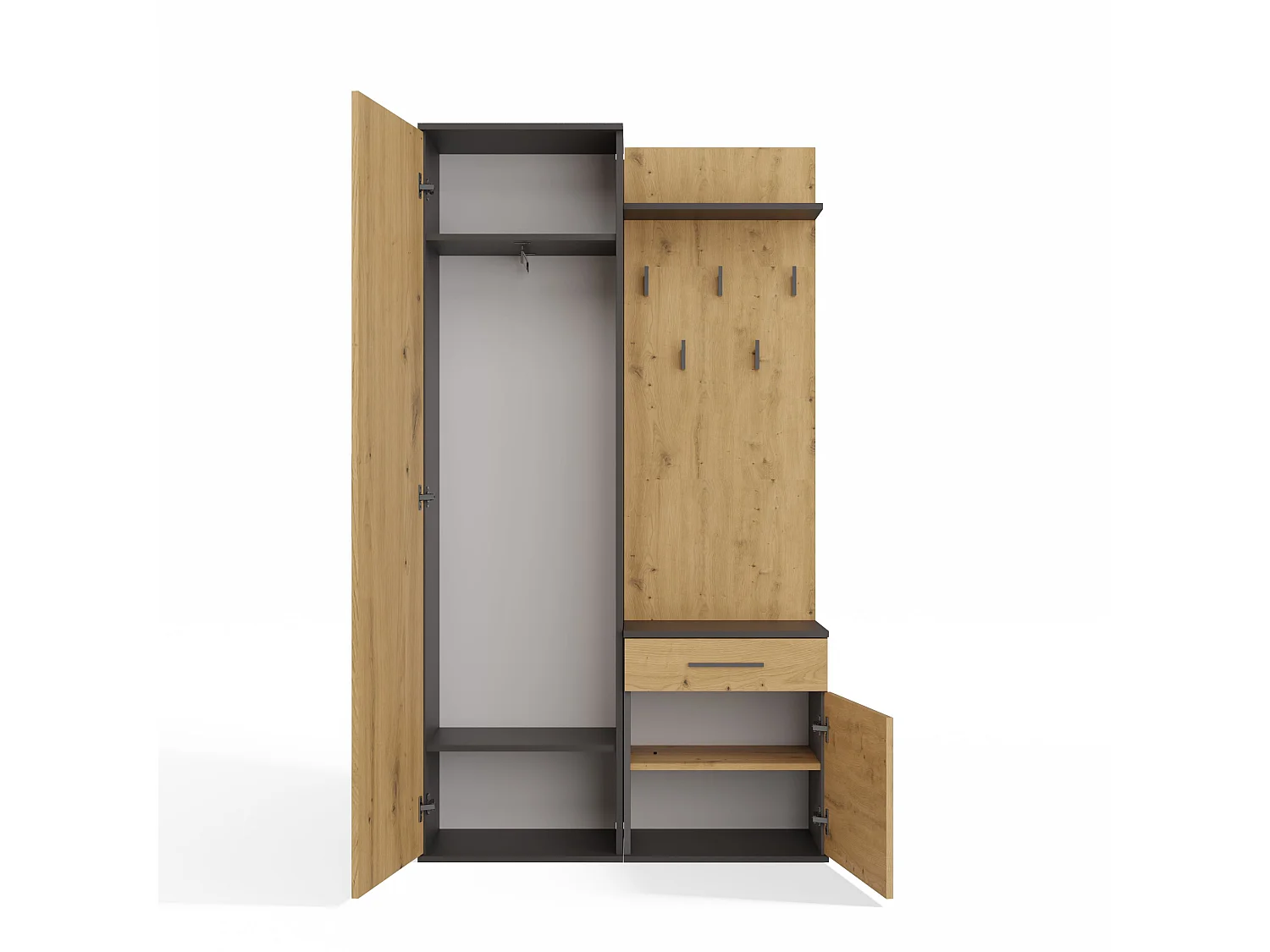Mobile ingresso con specchio rovere e antracite MIT3
