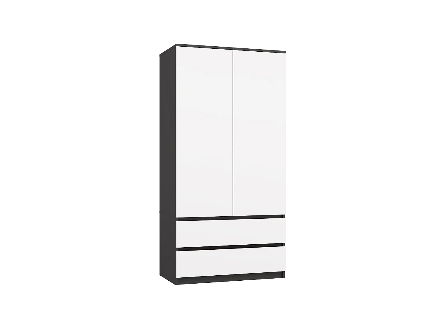 Armadio a 2 ante 90x180 cm con cassetti bianco/antracite AT10