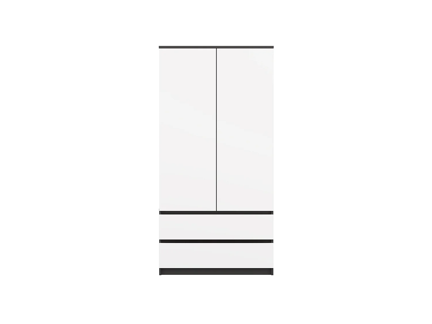 Armadio a 2 ante 90x180 cm con cassetti bianco/antracite AT10