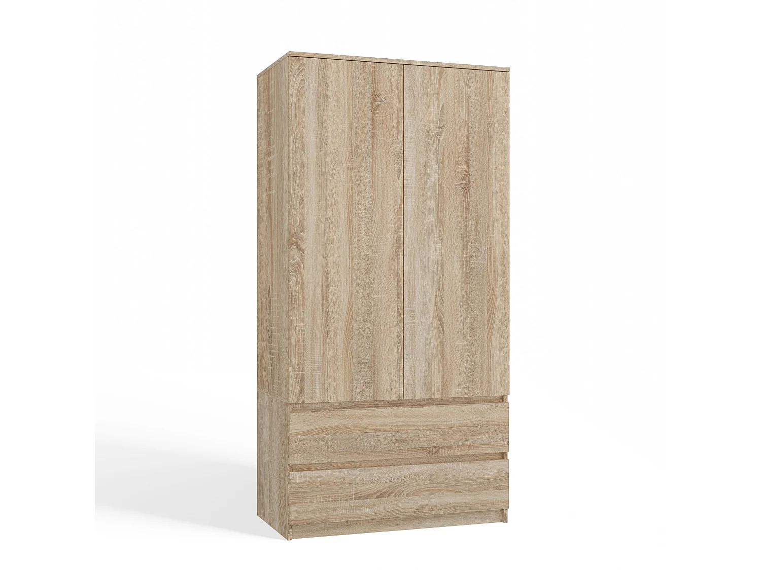 Armadio a 2 ante 90x180 cm con cassetti rovere chiaro AT10