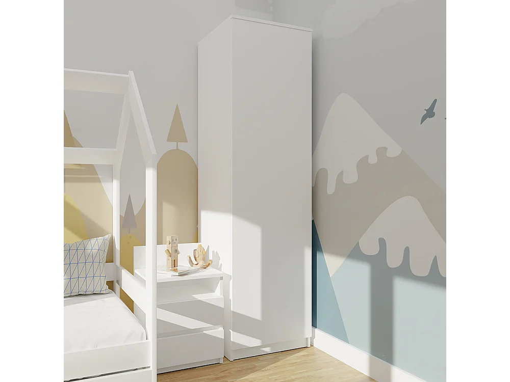 Armadio ad anta battente 80x180 apertura tip-on bianco AT7