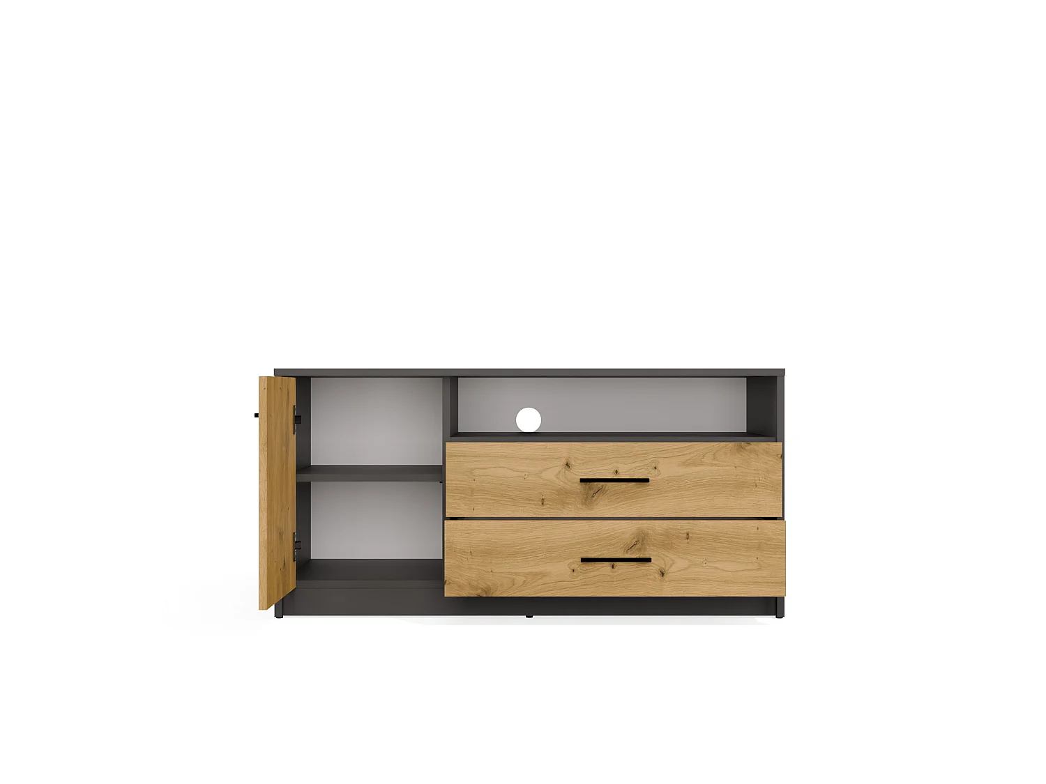Mobile tv minimal 109x53 cm con anta e cassetti rovere e antracite PTVT6