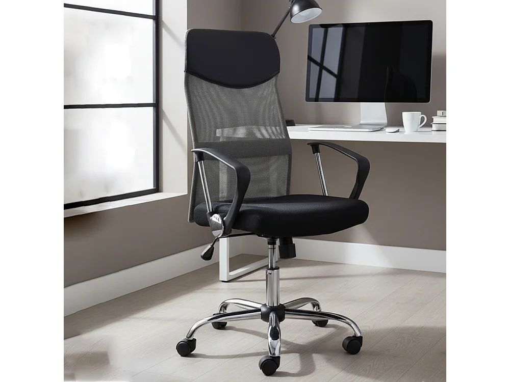 Sedia da ufficio con schienale alto grigia/nera ST4