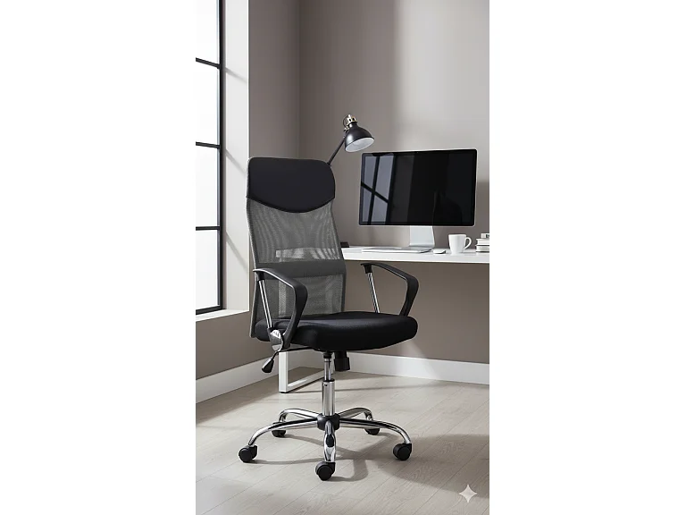 Sedia da ufficio con schienale alto grigia/nera ST4