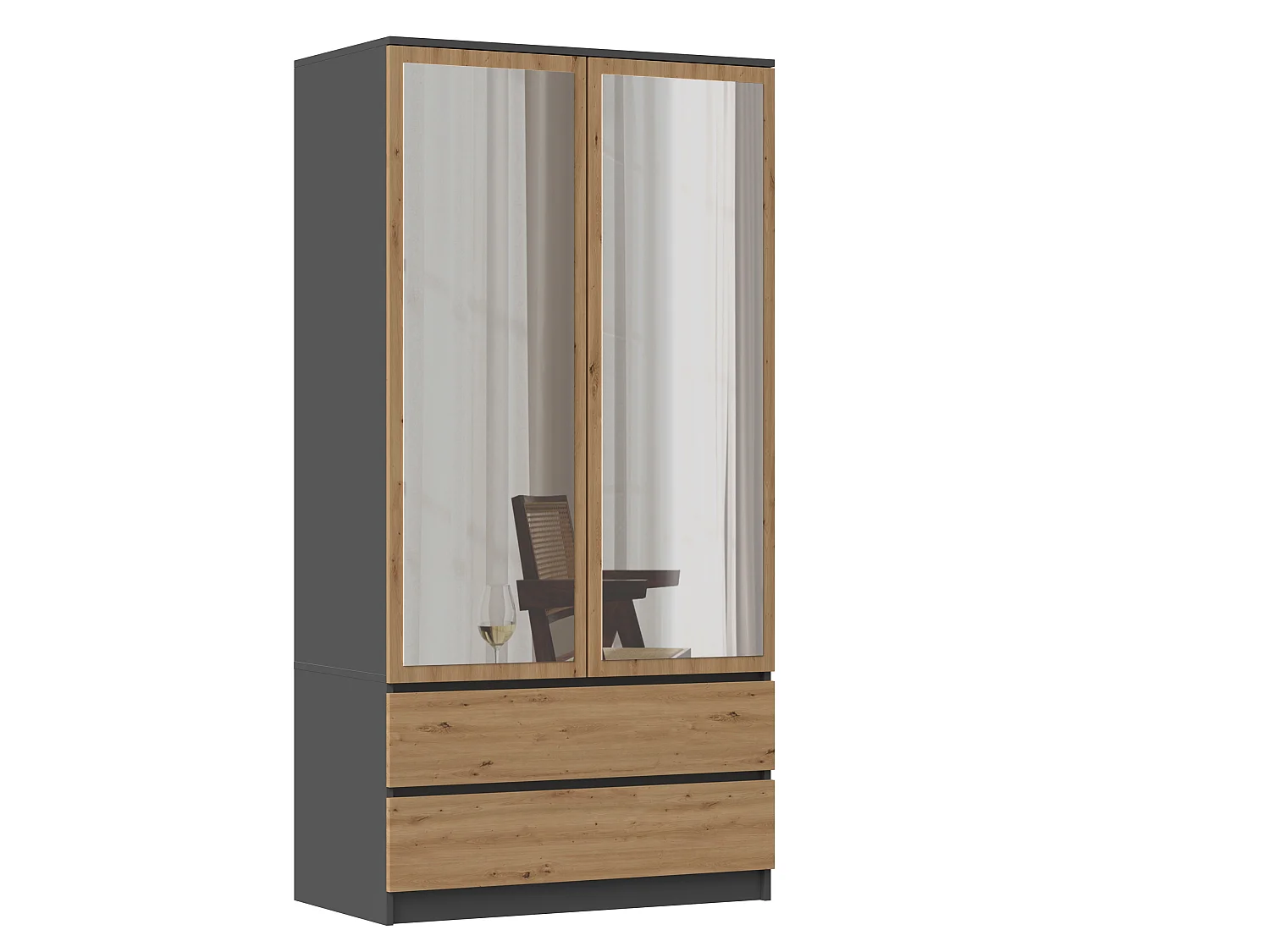 Armadio 90x180 cm con specchio rovere/antracite AT11