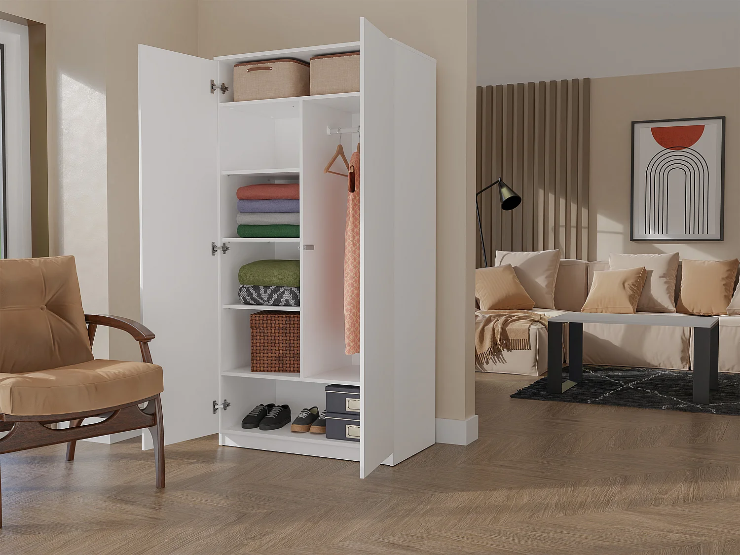 Armadio 2 ante 90x180 cm bianco AT9