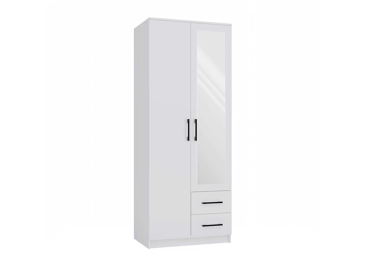 Armadio 2 ante 80x205 cm con specchio e cassetti bianco AT16