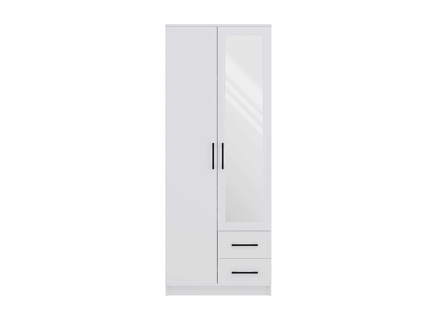 Armadio 2 ante 80x205 cm con specchio e cassetti bianco AT16