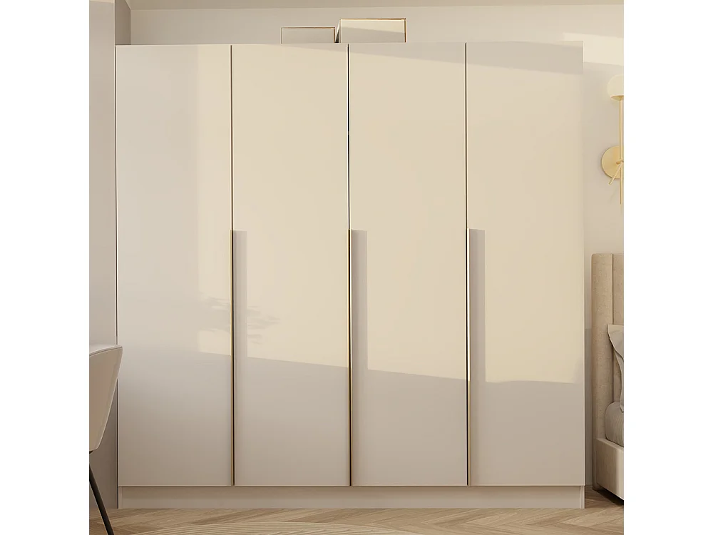 Armadio 4 ante 200x200 cm design elegante beige AT18