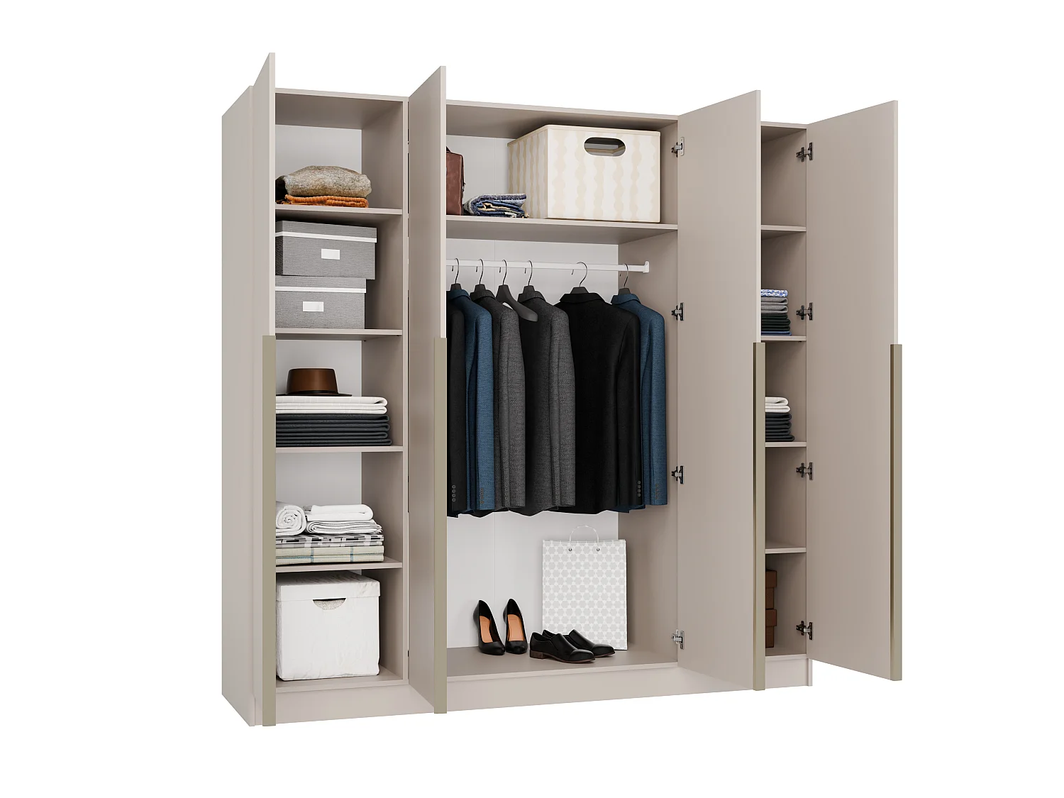Armadio 4 ante 200x200 cm design elegante beige AT18