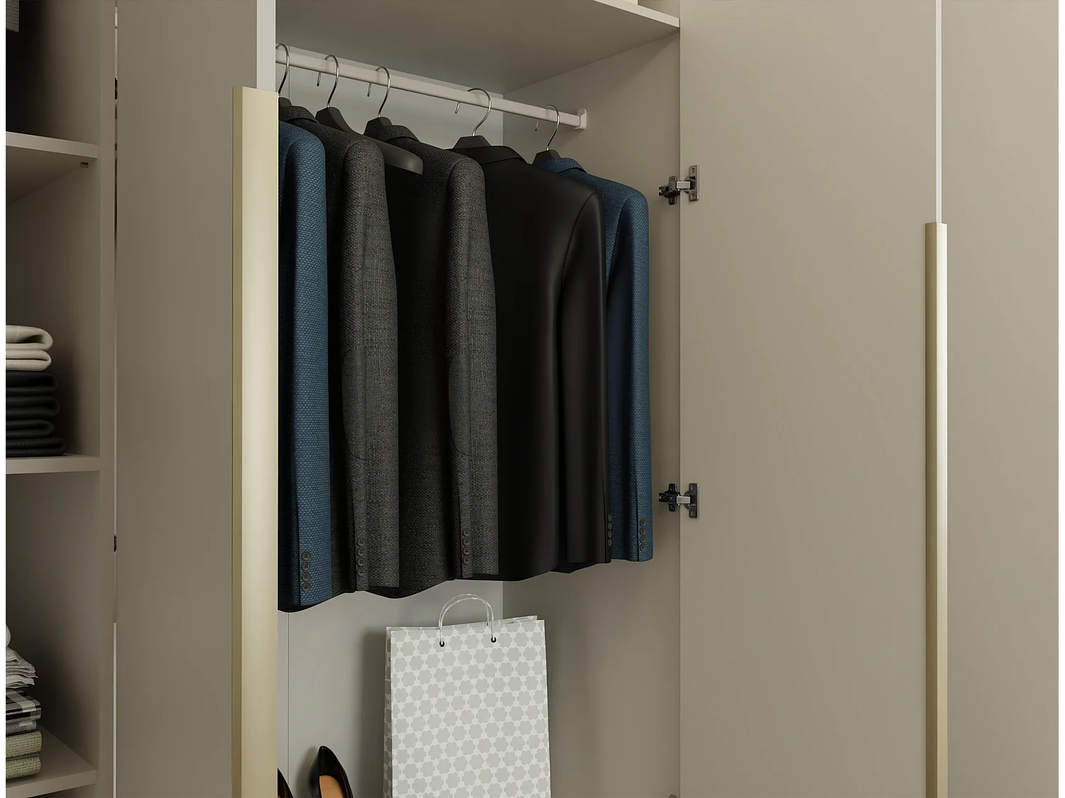 Armadio 4 ante 200x200 cm design elegante beige AT18