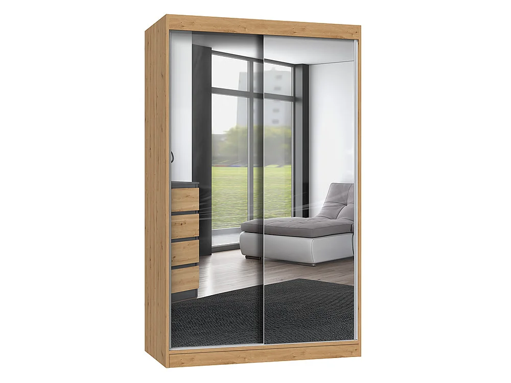 Armadio ante scorrevoli 120x200 cm specchiato rovere AT4