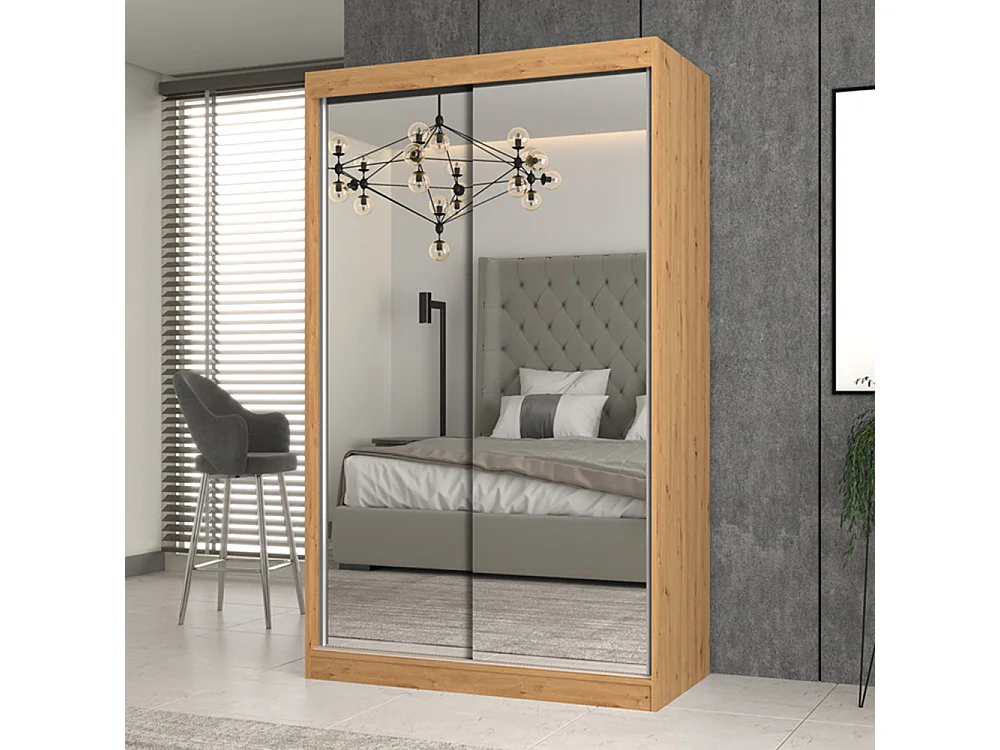 Armadio ante scorrevoli 120x200 cm specchiato rovere AT4
