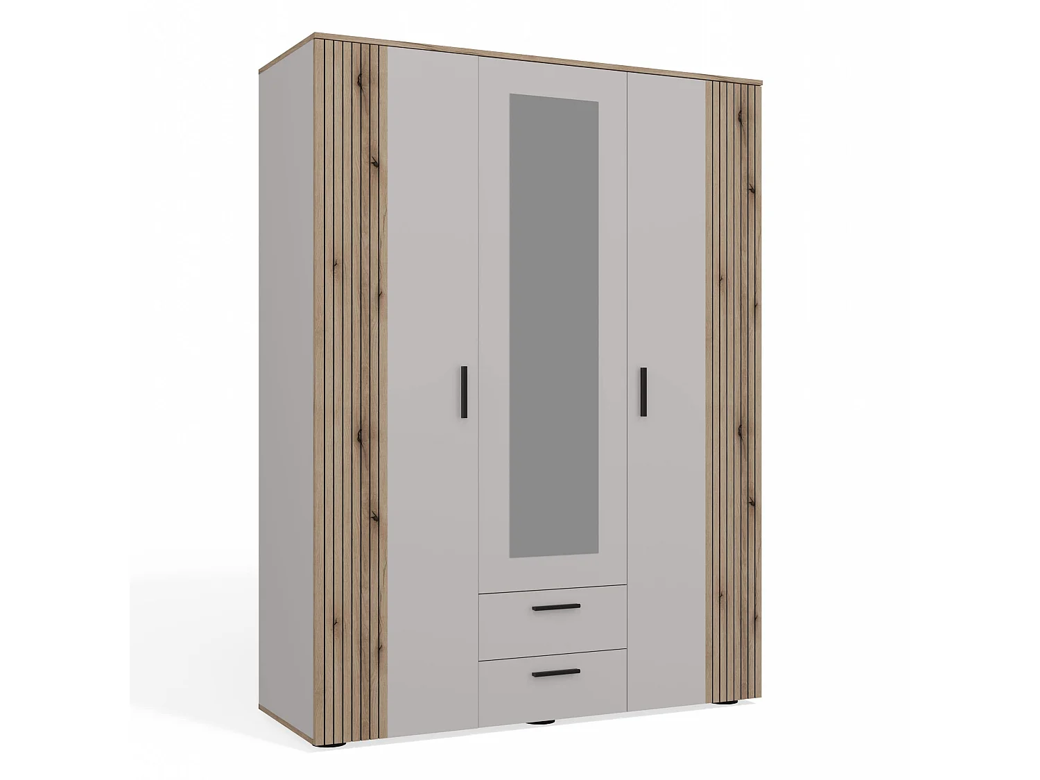 Armadio moderno 150x200 cm a 3 ante battenti cashmere e rovere AT2