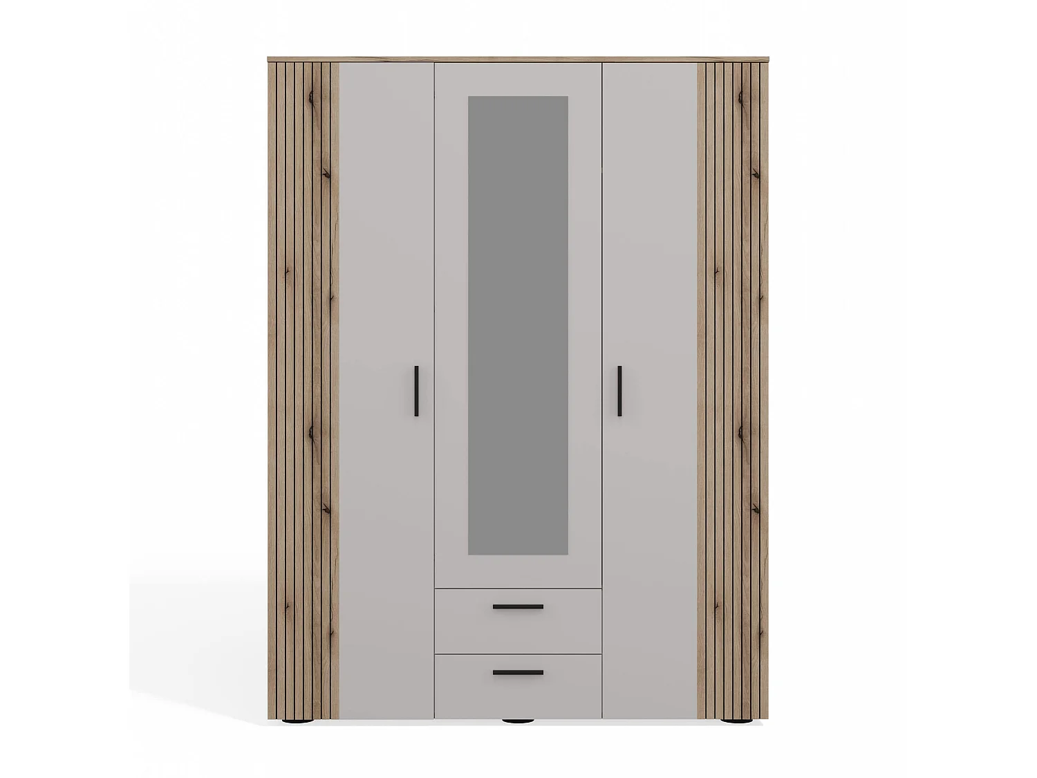 Armadio moderno 150x200 cm a 3 ante battenti cashmere e rovere AT2
