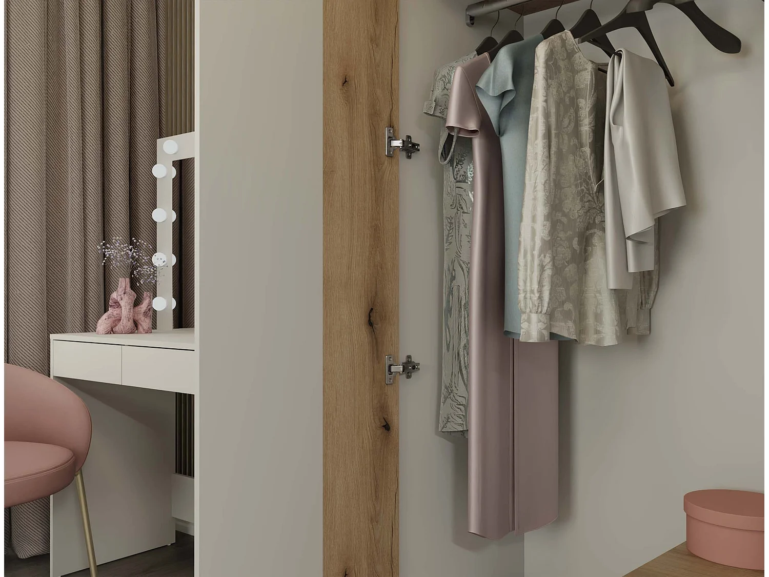 Armadio moderno 150x200 cm a 3 ante battenti cashmere e rovere AT2