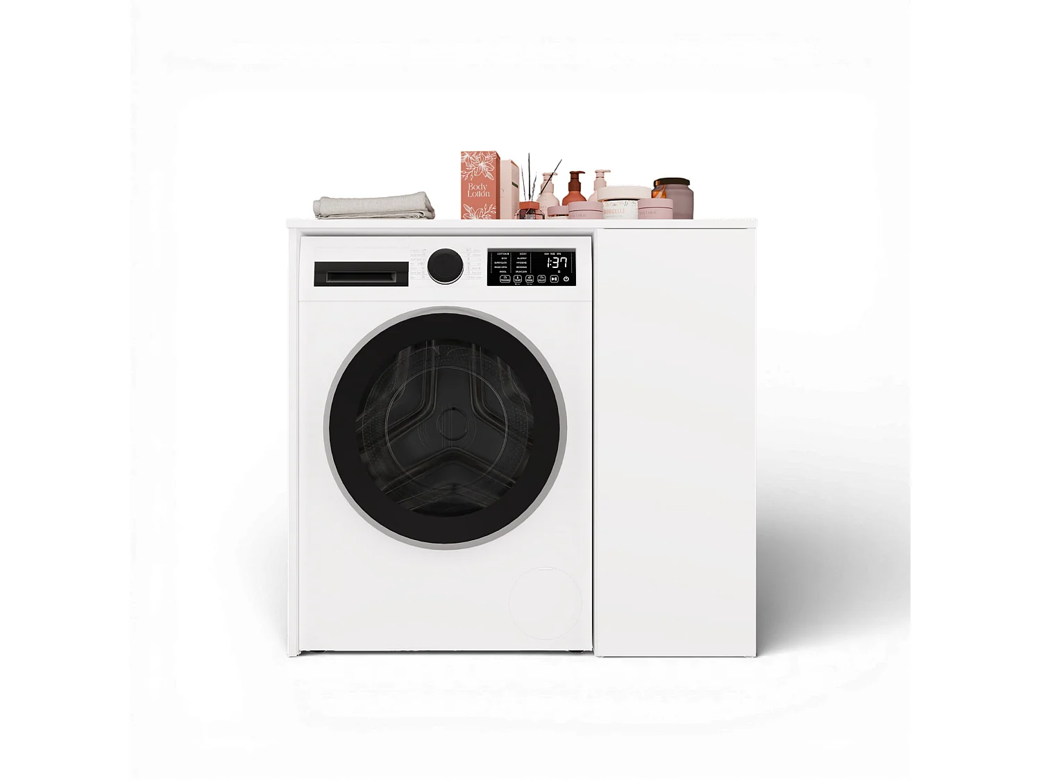 Mobiletto per lavatrice moderno 64x88,5 cm bianco opaco MLT7