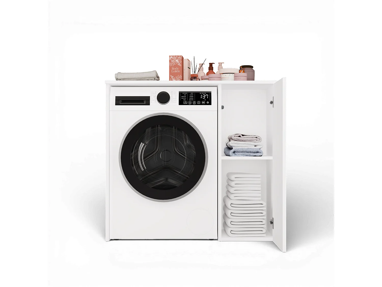 Mobiletto per lavatrice moderno 64x88,5 cm bianco opaco MLT7