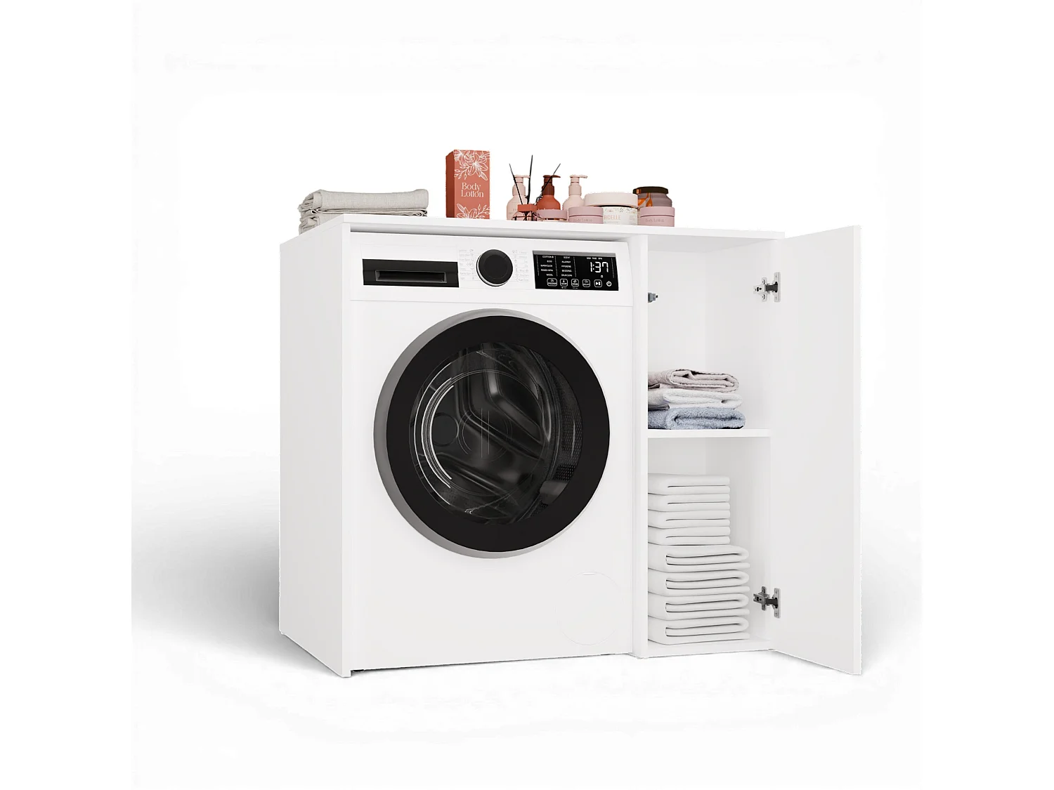 Mobiletto per lavatrice moderno 64x88,5 cm bianco opaco MLT7