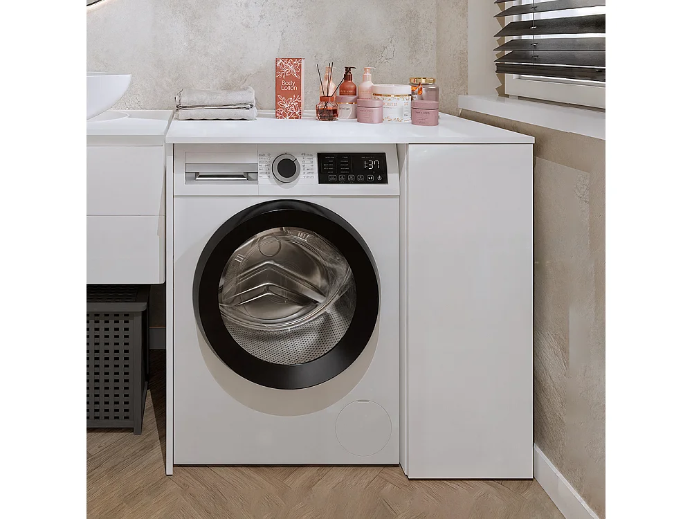 Mobiletto per lavatrice moderno 64x88,5 cm bianco opaco MLT7