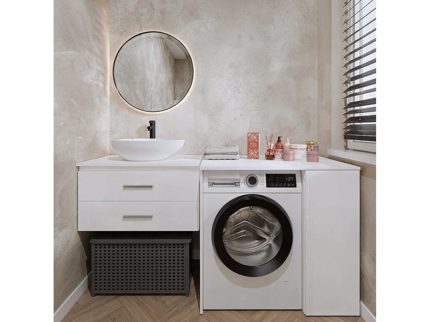 Mobiletto per lavatrice moderno 64x88,5 cm bianco opaco MLT7