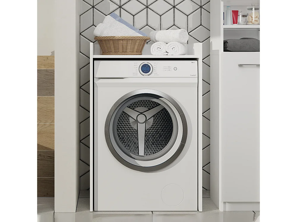 Mobile lavatrice 64x97,5 cm con ripiano bianco opaco MLT1