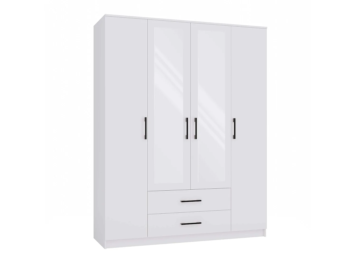 Armadio 4 ante 160x205 cm con specchio bianco AT15