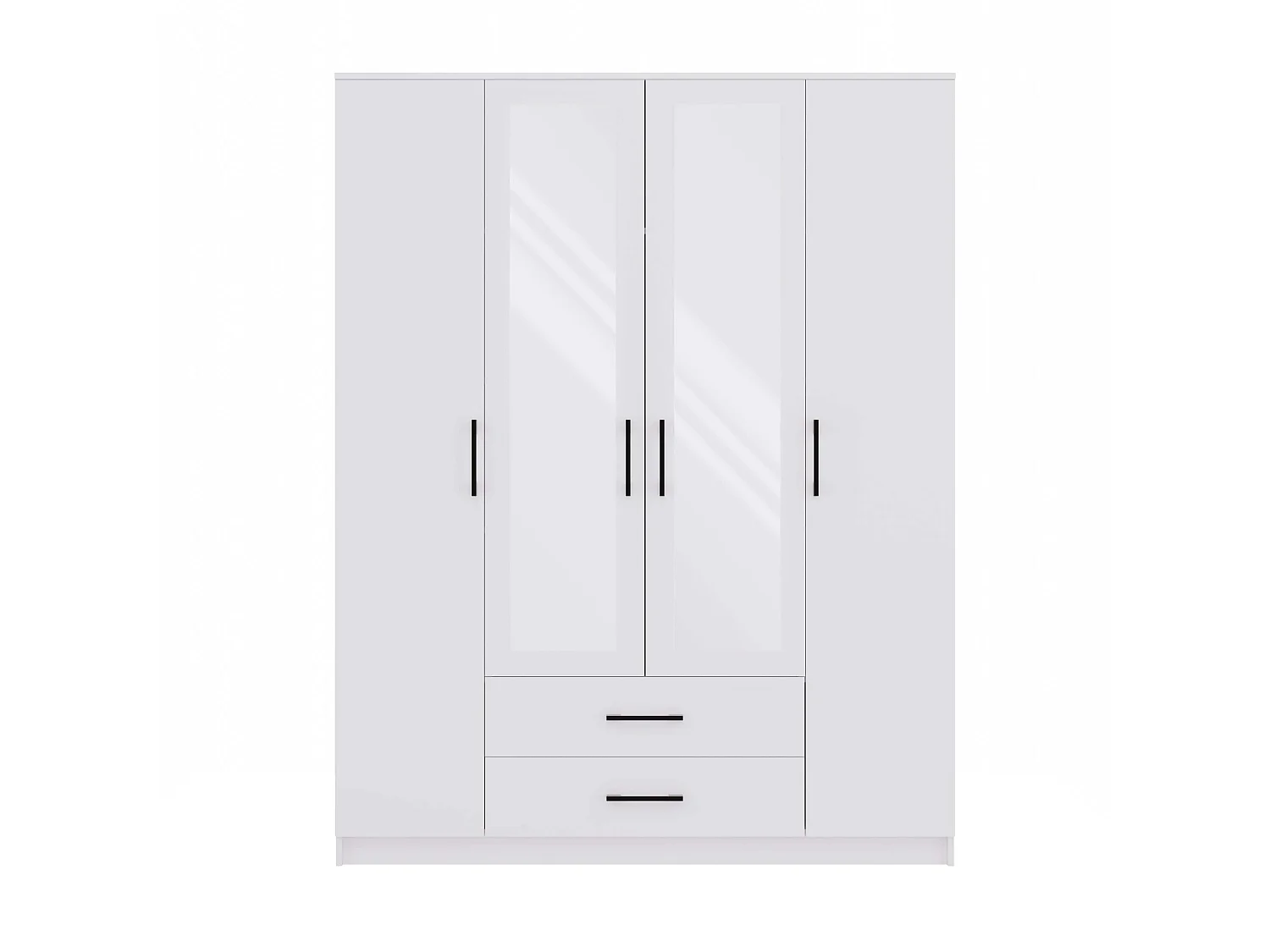 Armadio 4 ante 160x205 cm con specchio bianco AT15