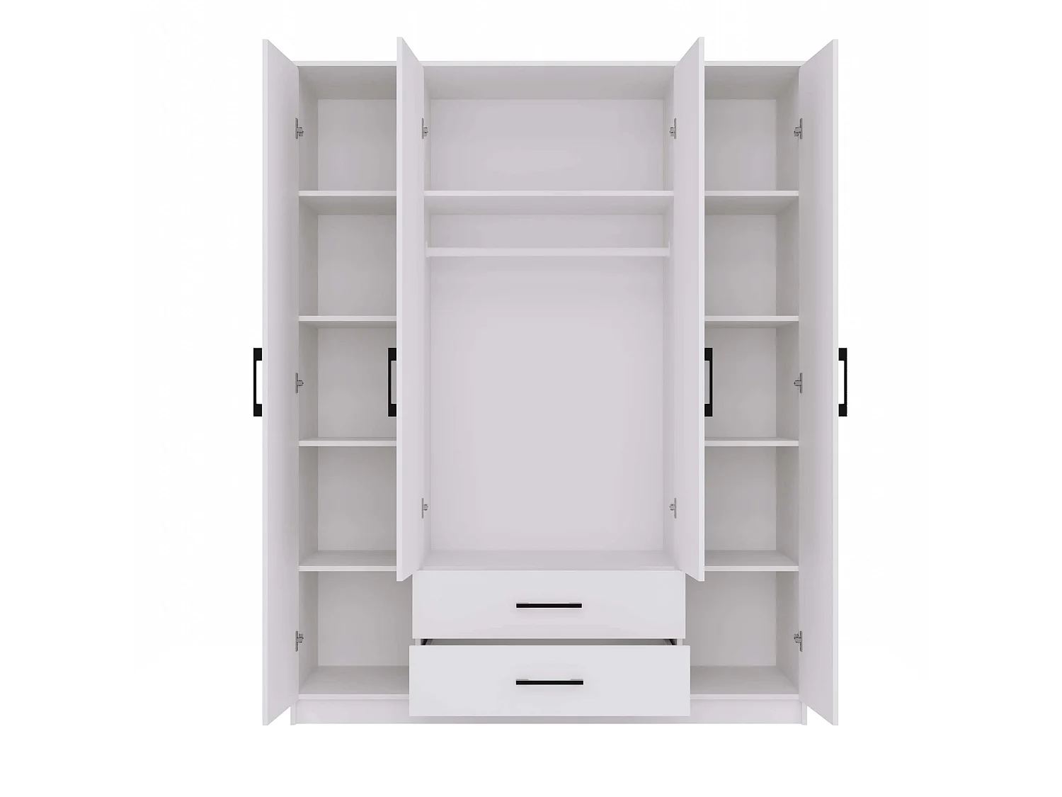 Armadio 4 ante 160x205 cm con specchio bianco AT15