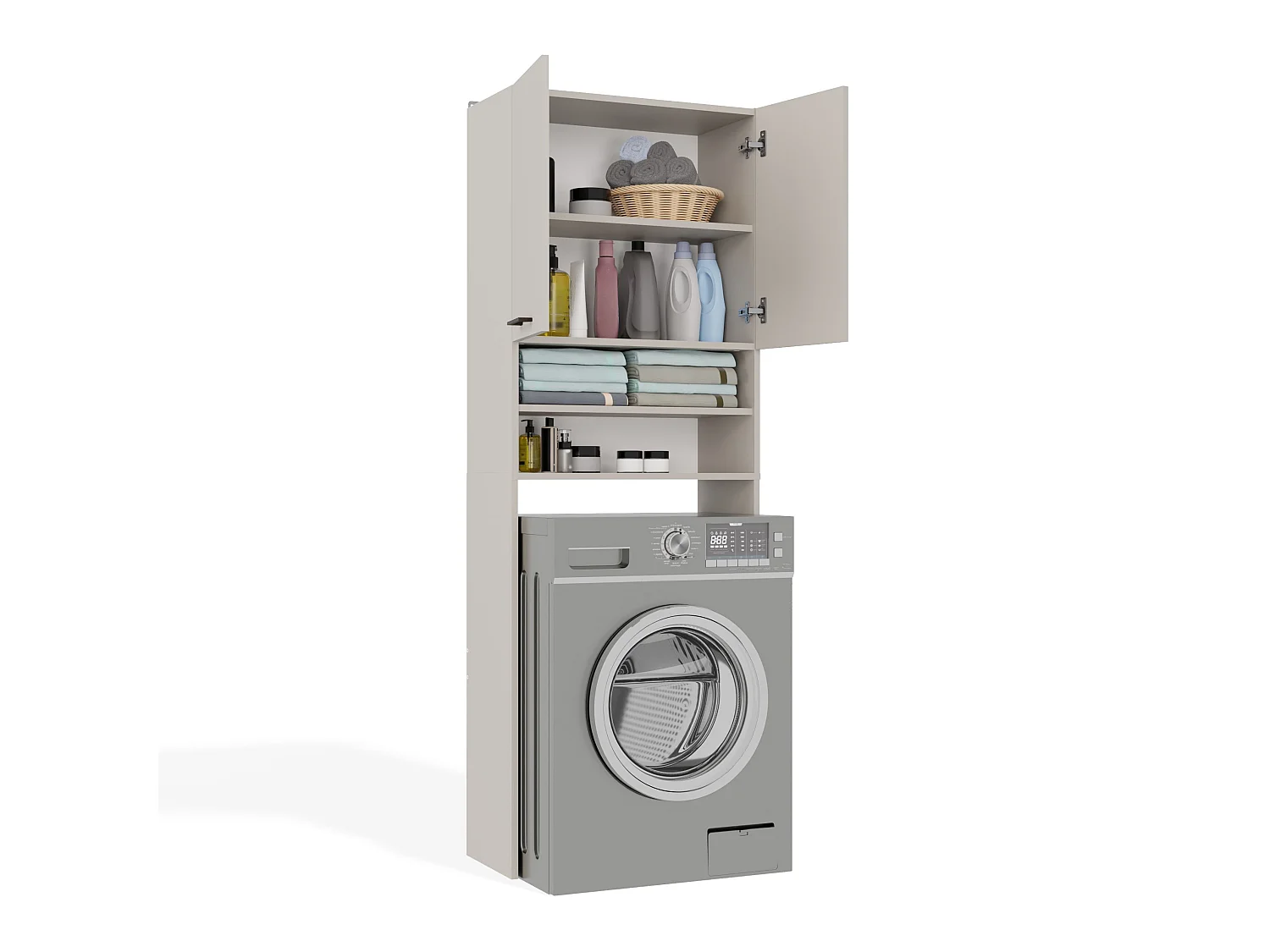 Mobile lavatrice 64x180 cm con mensole beige MLT5