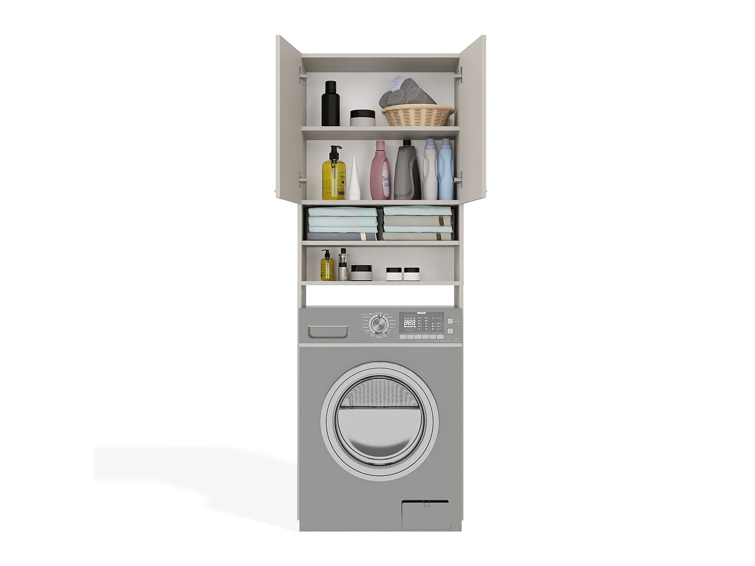 Mobile lavatrice 64x180 cm con mensole beige MLT5