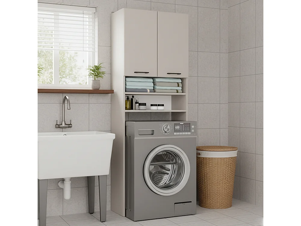 Mobile lavatrice 64x180 cm con mensole beige MLT5