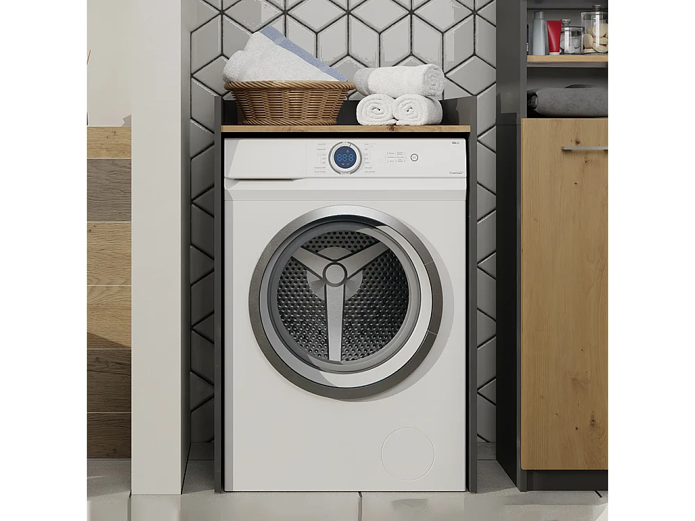 Mobile lavatrice 64x97,5 cm con ripiano rovere/antracite MLT1