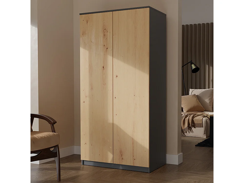 Armadio 2 ante 90x180 cm rovere/antracite AT9