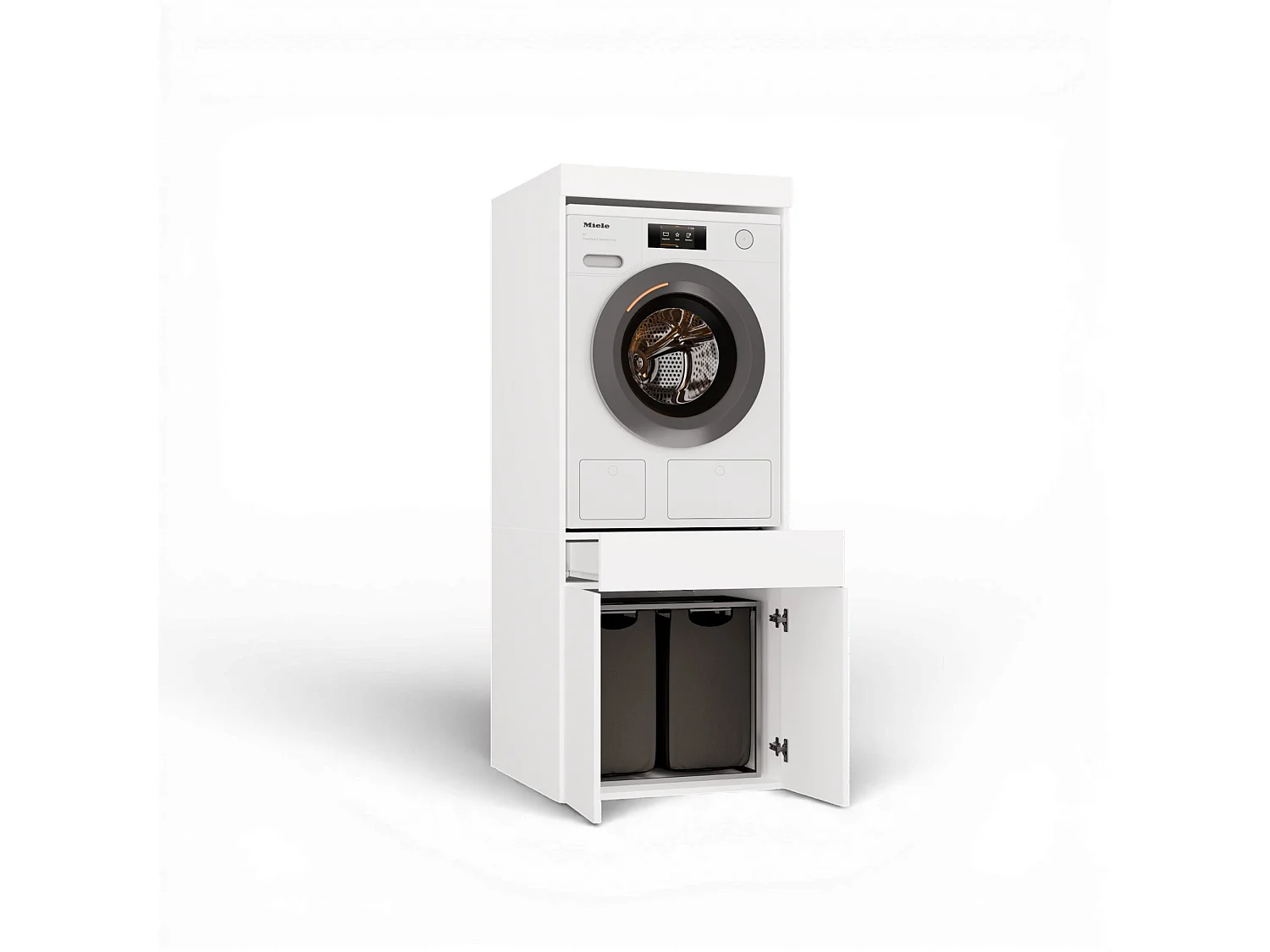 Mobile lavatrice 64,5x162,5 cm con cassetto e ante bianco MLT4
