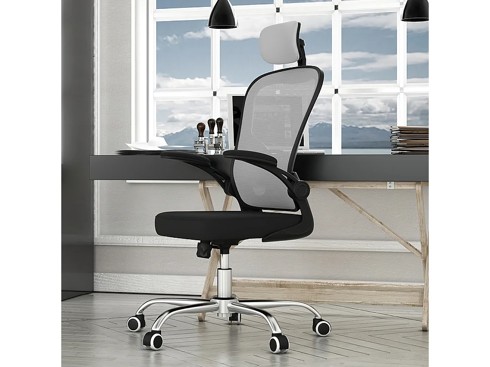 Sedia da ufficio ergonomica con supporto lombare grigio ST1