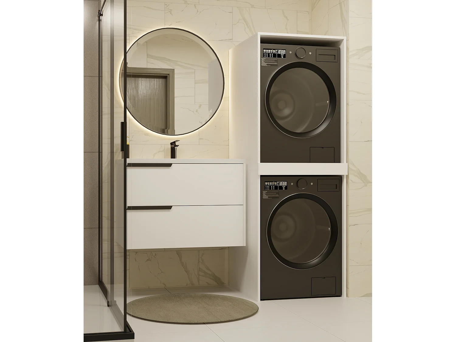 Mobile lavatrice e asciugatrice 64x180 cm bianco MLT3