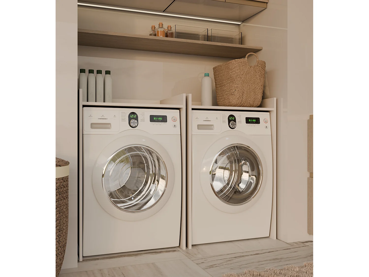 Mobile lavatrice 64x97,5 cm con ripiano beige MLT1