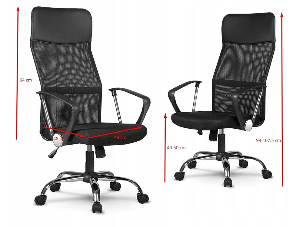 Sedia da ufficio con schienale alto rosso/nera ST4