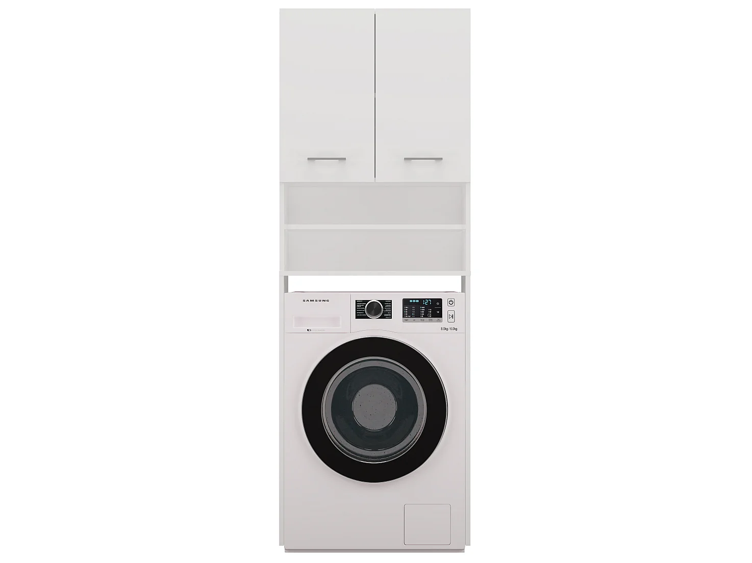 Mobile lavatrice 64x180 cm con mensole bianco MLT5
