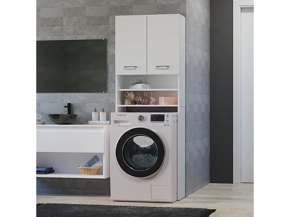 Mobile lavatrice 64x180 cm con mensole bianco MLT5