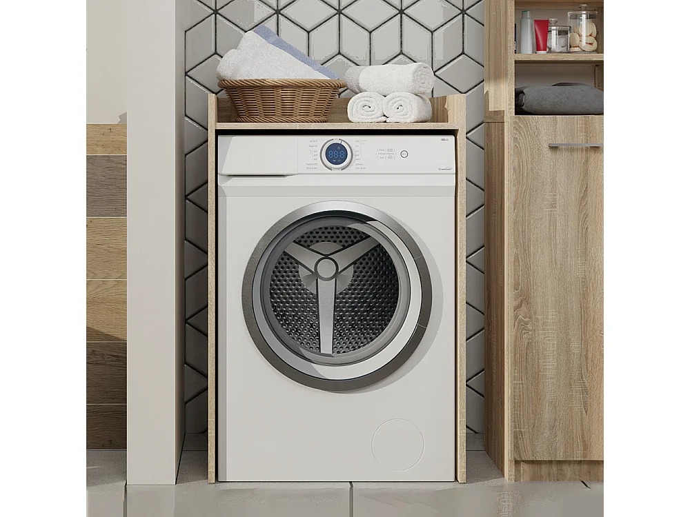 Mobile lavatrice 64x97,5 cm con ripiano rovere chiaro MLT1
