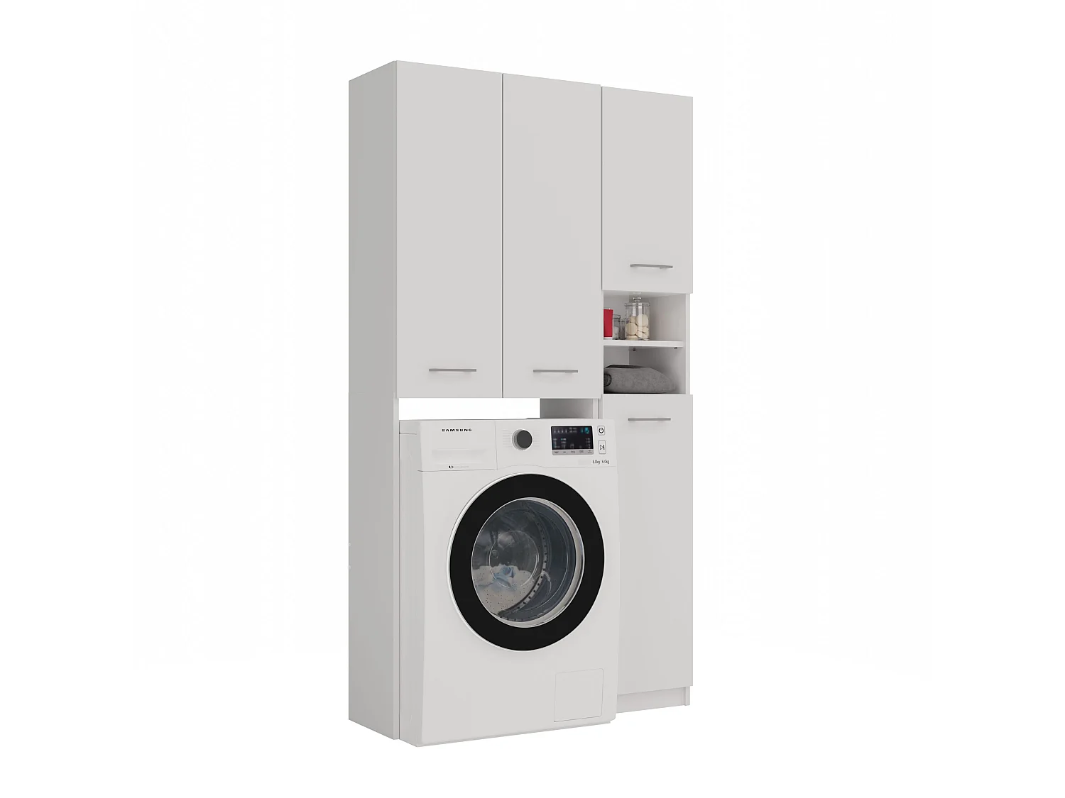 Mobiletto per lavatrice 64x88,5 cm con armadietto bianco opaco MLT10
