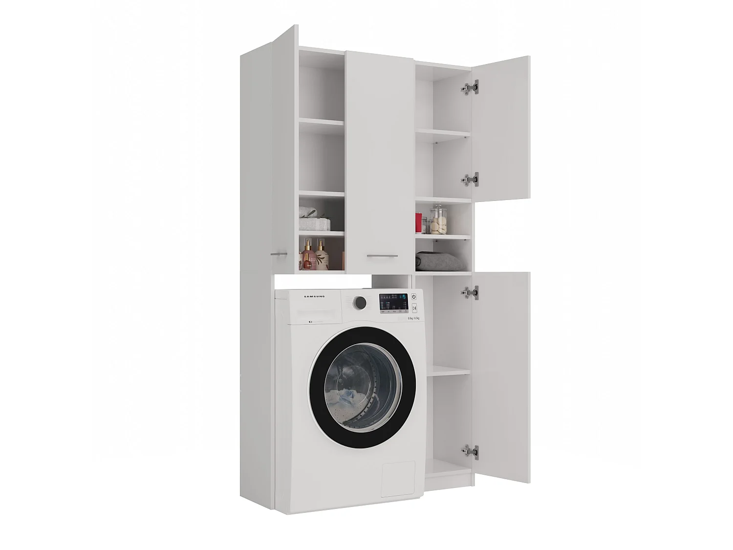 Mobiletto per lavatrice 64x88,5 cm con armadietto bianco opaco MLT10